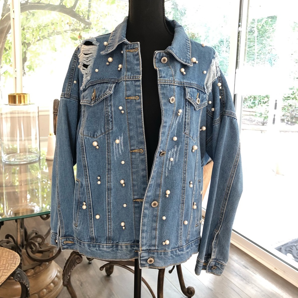 Jeweled Jean jacket ✨💎